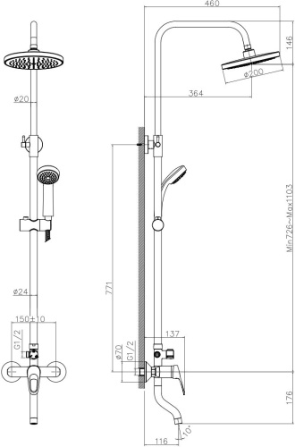 Душевая стойка Decoroom SO21 SO21071 фото 4