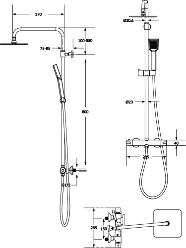 45 450 руб. Душевая стойка Omnires Y 1244J с термостатом, черная фото 4 Душевая стойка Omnires Y 1244J с термостатом, черная фото 4