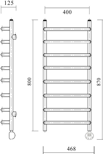 Полотенцесушитель электрический Domoterm Стефано П8 40x80, хром, R фото 3