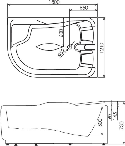Акриловая ванна Gemy G9083 K 180x120 R фото 5