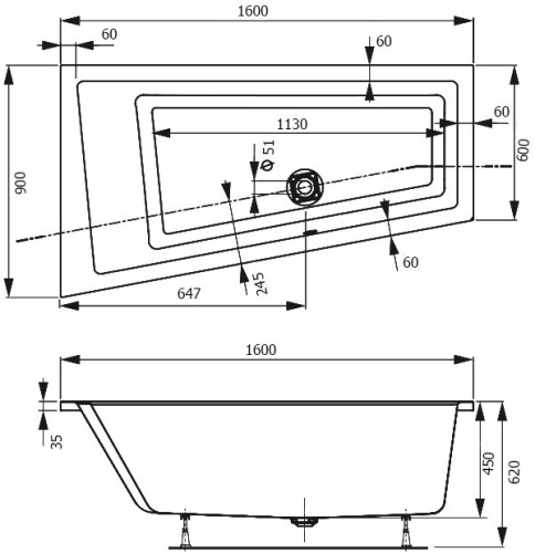 Акриловая ванна Vagnerplast Cavallo offset 160x90 L фото 9