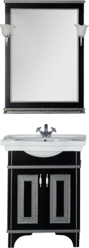Зеркало Aquanet Валенса 70 черный краколет, серебро фото 2