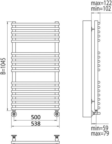 Полотенцесушитель водяной Terminus Кремона П17 500x1046 фото 4