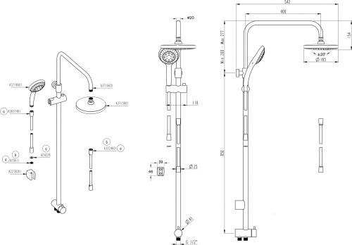 Душевая стойка VitrA System Rain A45597EXP фото 2