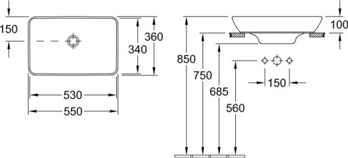 Раковина Villeroy & Boch Venticello 4113 55R1 alpin CeramicPlus фото 2