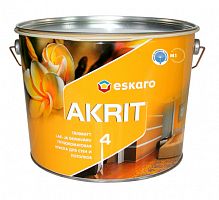 Краска Eskaro Akrit 4 акриловая, для стен и потолков, глубокоматовая 9,5 л