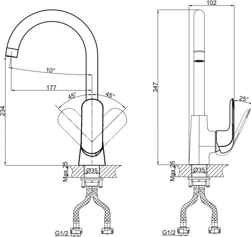 Смеситель D&K Gondolla DA1022401 для кухонной мойки фото 2
