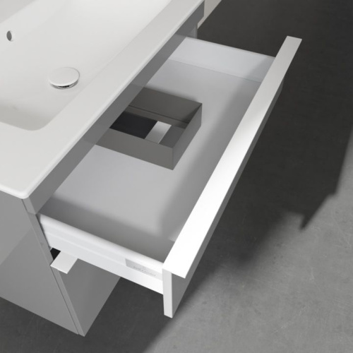 Мебель для ванной Villeroy & Boch Venticello 80 glossy grey, с белыми ручками фото 4