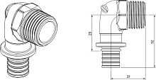 Угольник Rehau Rautitan 25-R3/4 RX+ наружная резьба