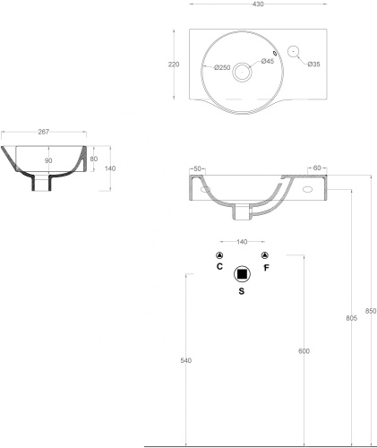 Раковина ArtCeram Union LML001 фото 4