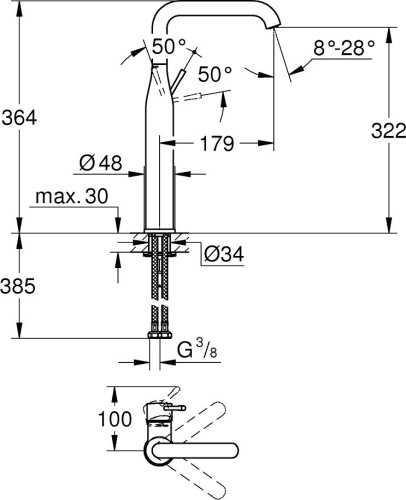 Смеситель Grohe Essence New 32901DL1 для раковины, теплый закат фото 2