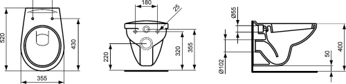 Комплект Чаша для унитаза подвесного Ideal Standard Ecco W740601 + W302601 + R046367 + кнопка смыва фото 7