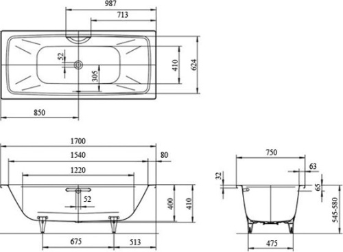 Стальная ванна Kaldewei Cayono Duo 170x75 фото 3