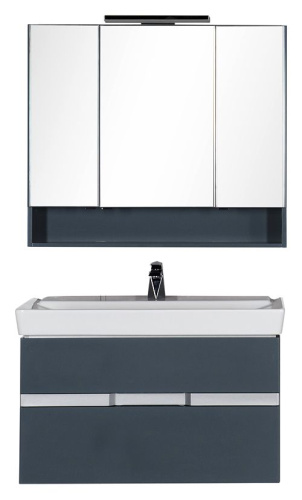 Зеркало-шкаф Aquanet Виго 100 сине-серый фото 8