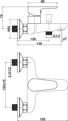 7 900 руб. Смеситель Cersanit Cersania 63031 для ванны с душем фото 6 Смеситель Cersanit Cersania 63031 для ванны с душем фото 6