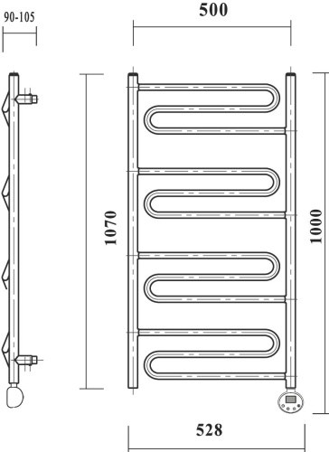 Полотенцесушитель электрический Domoterm Офелия П12 50x100, хром, R фото 4