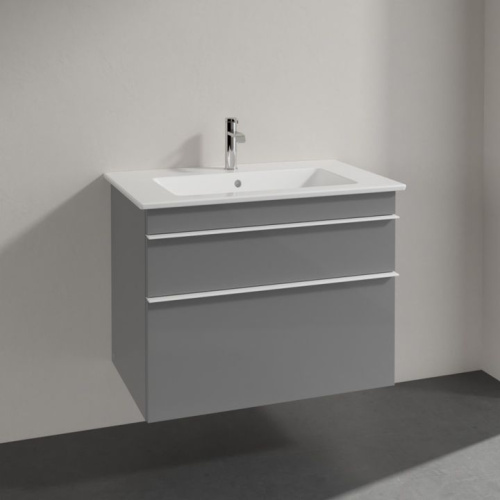 Мебель для ванной Villeroy & Boch Venticello 80 glossy grey, с белыми ручками фото 2