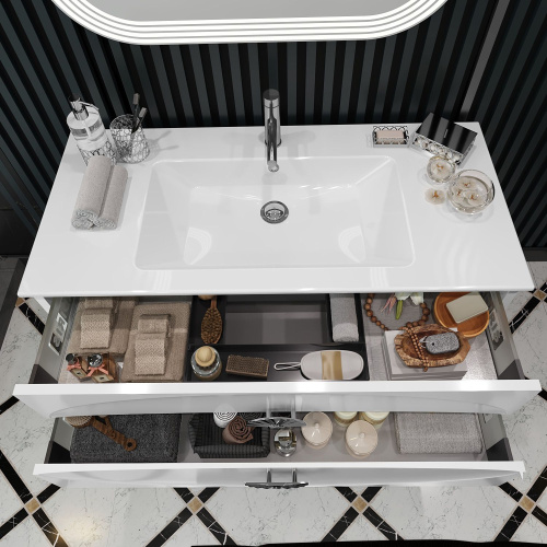 Мебель для ванной Opadiris Ибица 120 белая, фурнитура хром фото 7