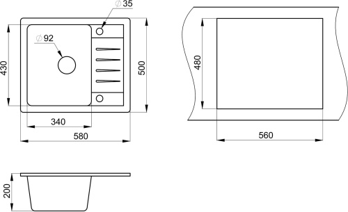 Мойка кухонная Granula Standart ST-5803 черная фото 6