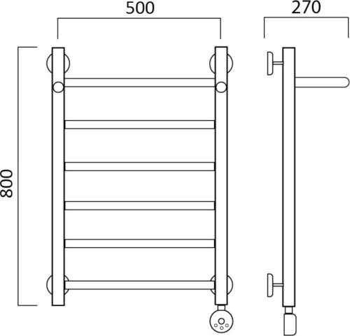 Полотенцесушитель электрический Aquanerzh Прямой с полкой R 80х50 фото 2