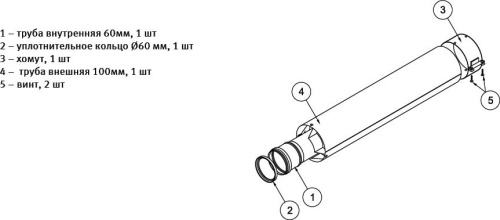 Удлинение дымохода Protherm 60/100 мм (высота: 2 м) фото 2