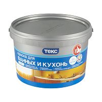 Краска для кухонь и ванных Текс Профи, глубокоматовая, база D, бесцветная, 1,8 л