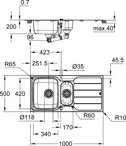 Мойка кухонная Grohe K500 31572SD1 нержавеющая сталь фото 3
