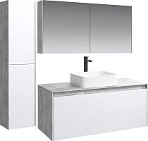Мебель для ванной Aqwella 5 stars Mobi 120 бетон светлый, белая