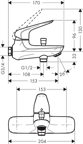 Смеситель Hansgrohe Novus 71041000 для ванны с душем фото 5