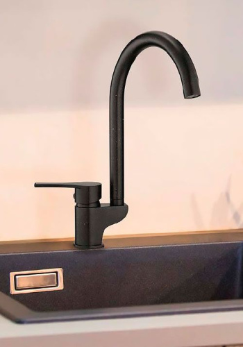 Смеситель GPD Atros MTE65-SG для кухонной мойки, черный фото 8