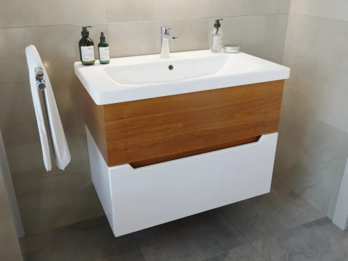 Мебель для ванной Sanstar Valencia 80, подвесная, орех ноче эко, белый фото 2