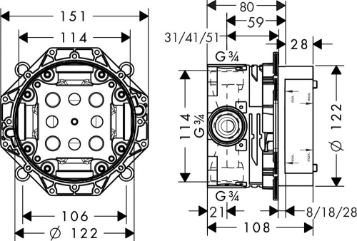 Душевой комплект Hansgrohe ShowerSelect 15765000 + 01800180 + 27376000 + 26014000 + 28248000 фото 3