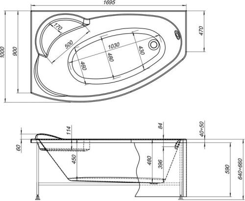 Акриловая ванна Aquanet Sofia 00205391 170x90 L с каркасом фото 13