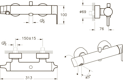 27 510 руб. Смеситель VitrA Suit A42488EXP для ванны с душем фото 4 Смеситель VitrA Suit A42488EXP для ванны с душем фото 4