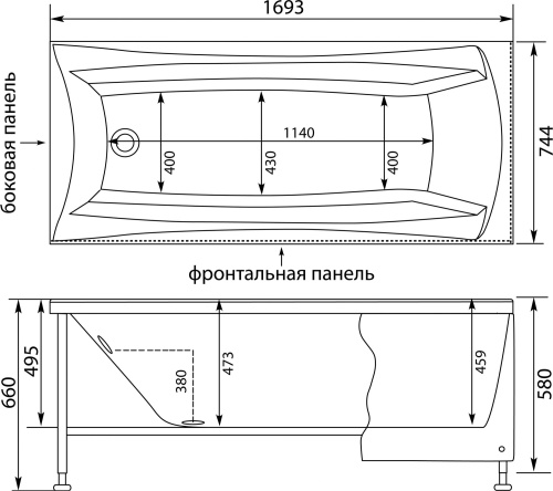 Акриловая ванна Aquanet Cariba 00205350 170x75 с каркасом фото 7