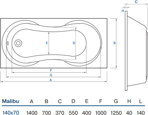 Акриловая ванна Koller Pool Malibu 140х70 фото 4