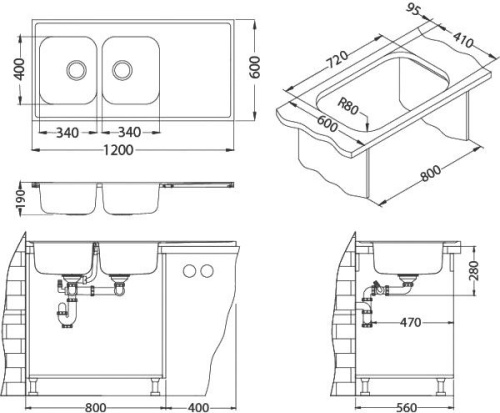 Мойка кухонная Alveus Classic Pro 100 1130474 фото 4