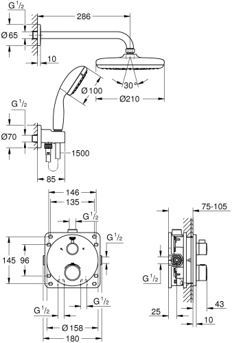 Душевой комплект Grohe Grohtherm 34727000 С ВНУТРЕННЕЙ ЧАСТЬЮ фото 2