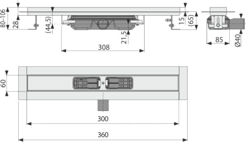 Душевой лоток AlcaPlast APZ106-300 без решетки фото 2