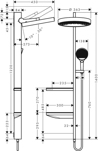 Душевая стойка Hansgrohe Rainfinity 26842700 фото 12