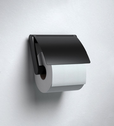 Держатель туалетной бумаги Keuco Plan 14960370000 с крышкой, черный фото 2