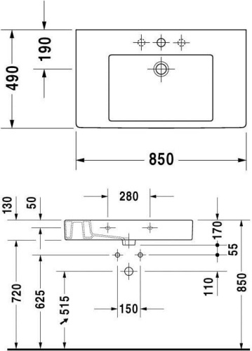 Раковина Duravit Vero 0329850000 85 см фото 8