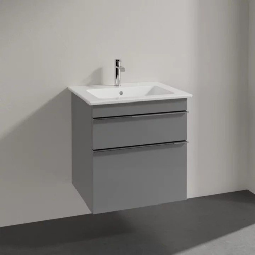 Мебель для ванной Villeroy & Boch Venticello 55 glossy grey, с ручками хром фото 2