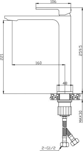 Смеситель BelBagno Luce LUC-LMC-CRM для раковины фото 2