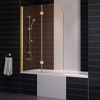 Шторка на ванну Vegas Glass E2V 120 09 05 L профиль золото, стекло бронза