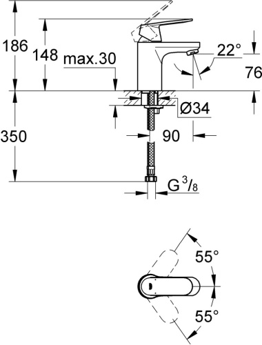 Смеситель Grohe Eurosmart Cosmopolitan 32824000 для раковины фото 3