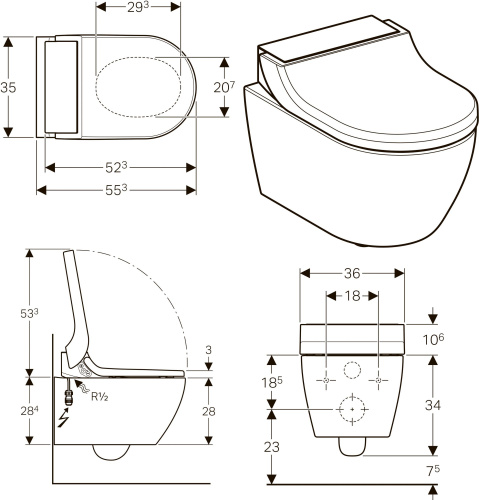 Унитаз подвесной Geberit AquaClean Tuma Comfort 146.294.FW.1 вставка матированная нержавеющая сталь фото 6