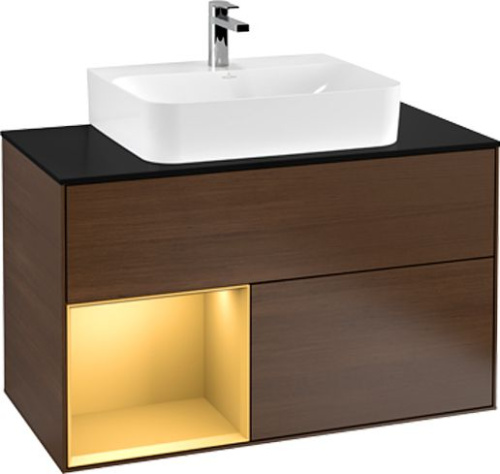 Мебель для ванной Villeroy & Boch Finion G112HFGN 100 с подсветкой и освещением стены фото 3