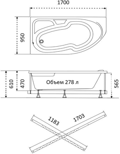 Акриловая ванна Triton София Щ0000046115 170 левая фото 6