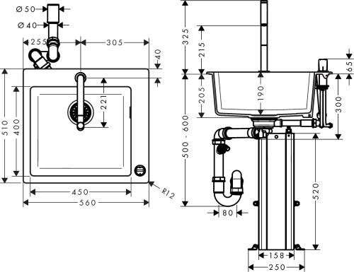 Комплект Hansgrohe C51-F450-06 43217000 фото 6